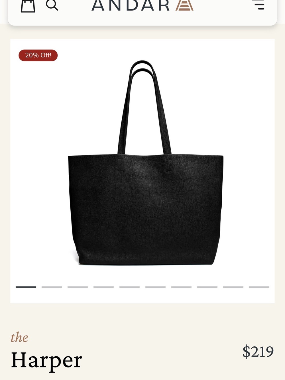 The Harper Tote — Black Leather Shoulder Bag by Andar